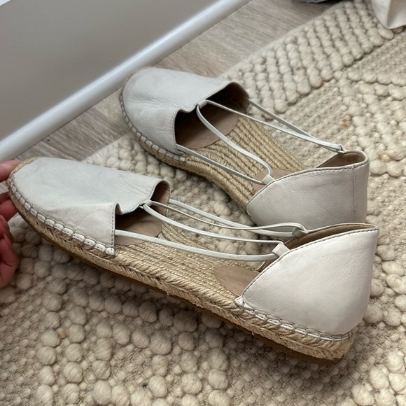 New Eileen Fisher Lee D'Orsay Leather Espadrille Flats, Cream  11 - Picture 3 of 9
